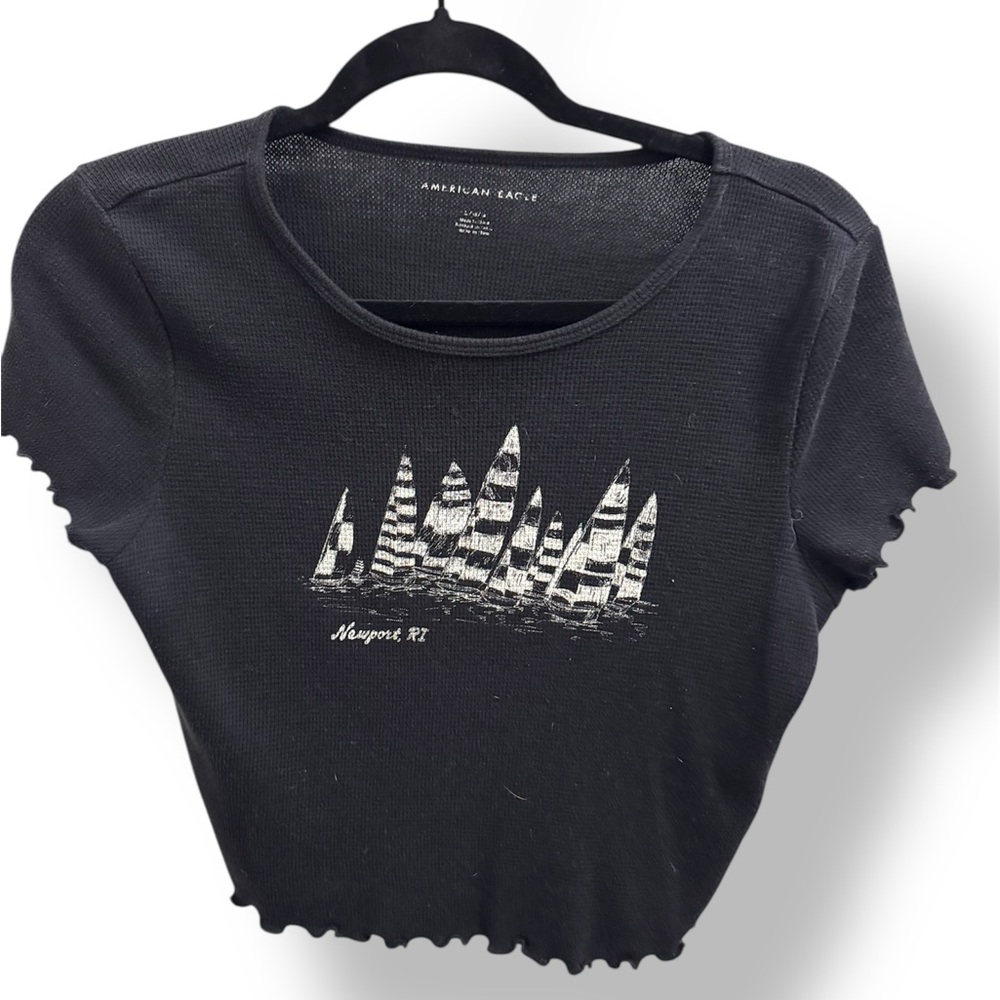 American Eagle Black Ribbed Top